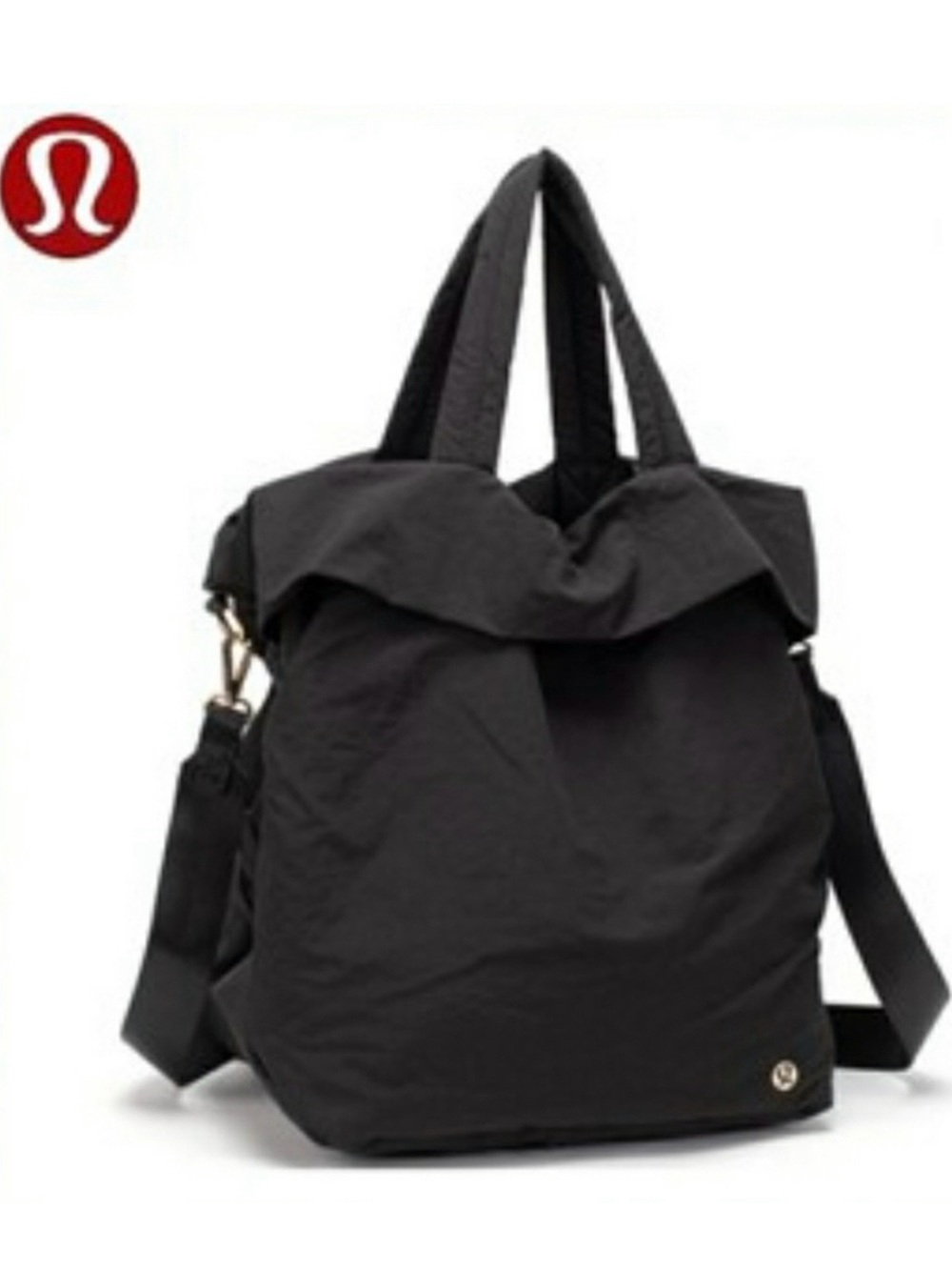 LULULEMON Black Large Tote On My Level Gold Logo